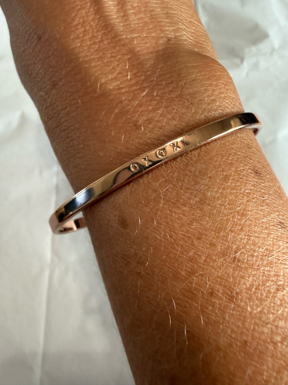 XOXOX Gold Tone Bangle Bracelet Sterling Adjustable Cuff Dainty Gift Love